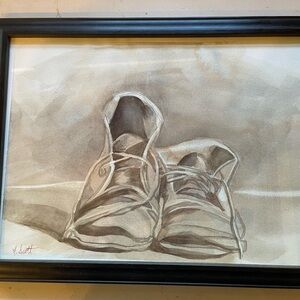 Watercolor framed-old boots